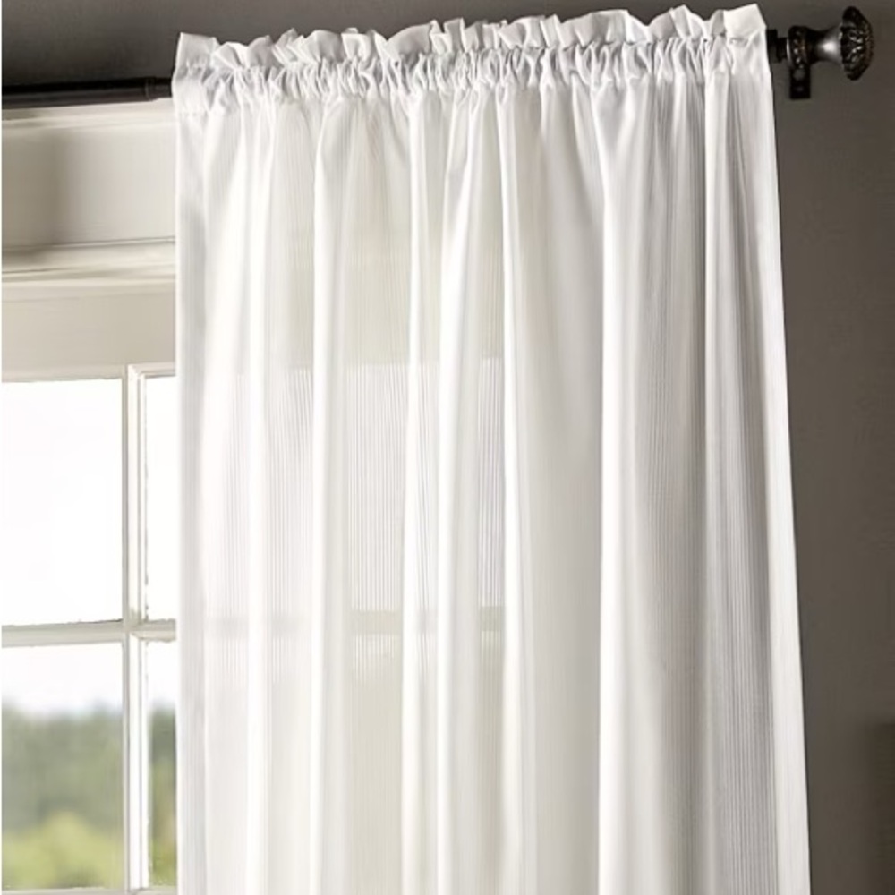 Striped sheer curtains pair